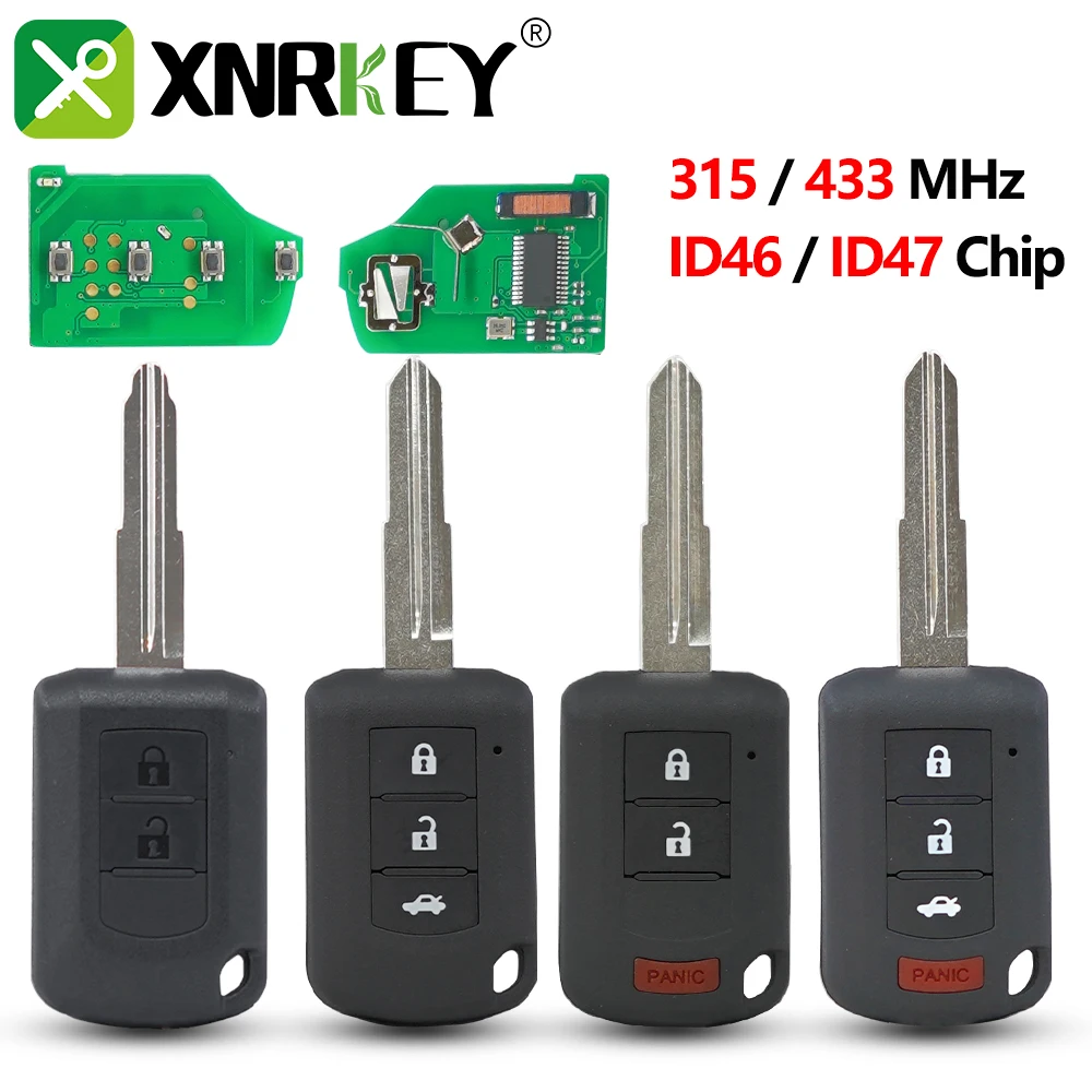 

XNRKEY Remote Car Key For Mitsubishi ASX Mirage Outlander Lancer Eclipse Cross ID46 PCF7941/ ID47 PCF7938 Chip 315/433Mhz