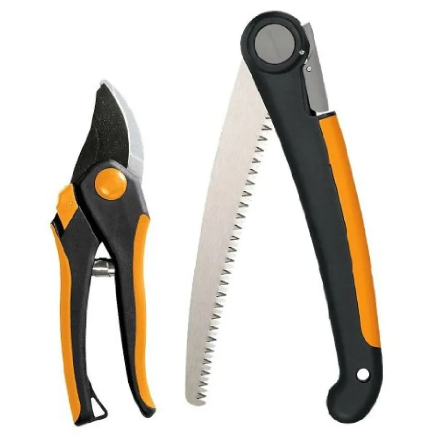 

Garden Clippers and Hand Saw Combo for Pruning and Cutting, Bypass Pruning Shears with Low-Friction Coated Steel Blade, with Po