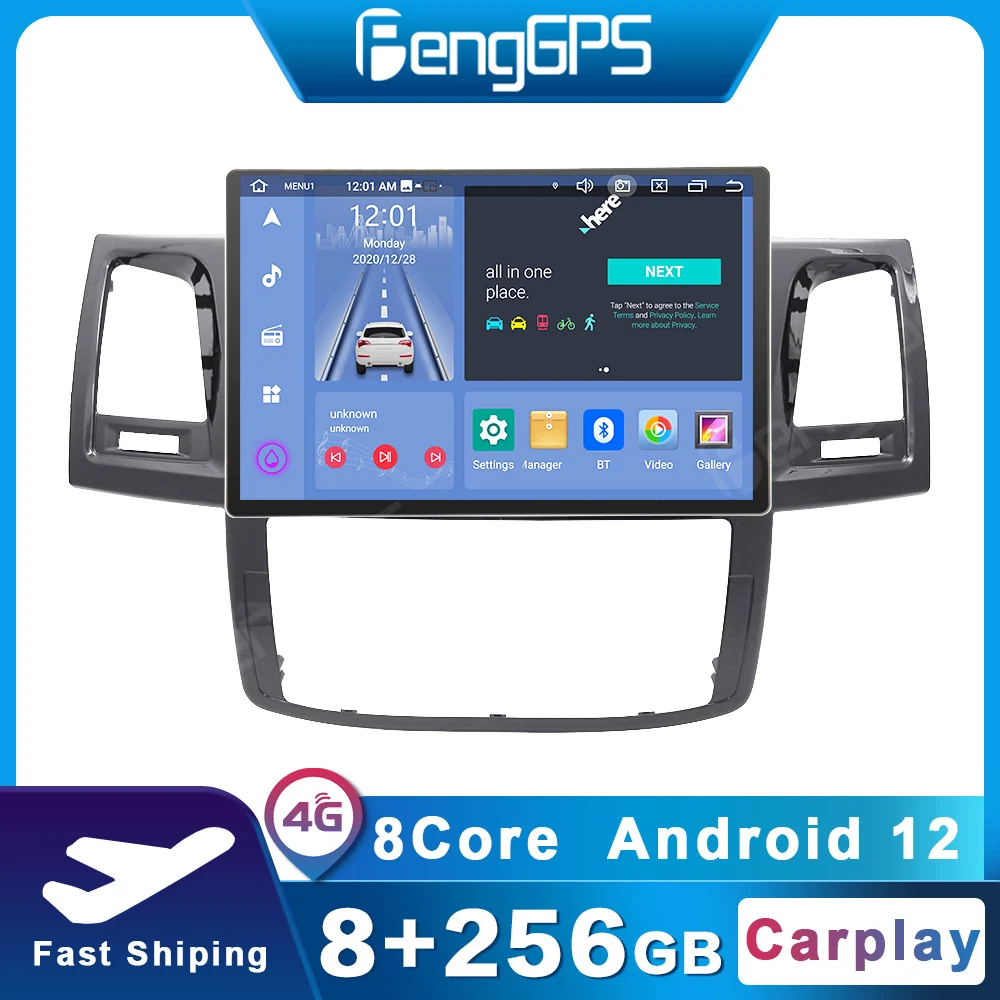 

Автомагнитола на Android 12, DVD-плеер для TOYOTA Hilux Revo Surf Fortuner 2005-2014, Автомобильная Мультимедийная стереосистема с GPS-навигацией