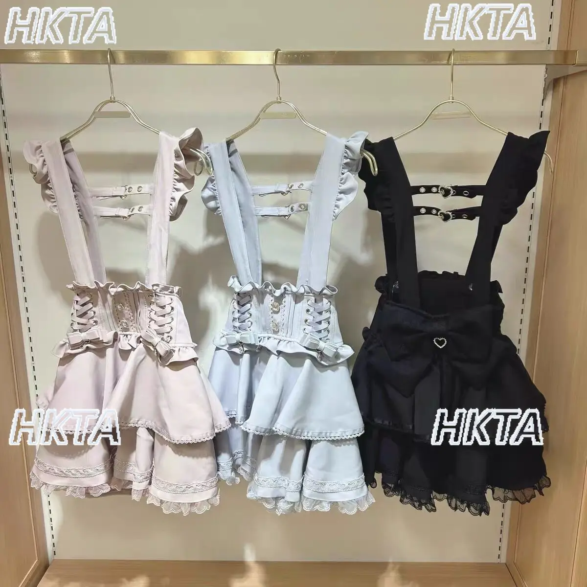 Liz Japanese Style Soft Cute Suspender Skirt High Waist Cake Skirts Women Autumn New Small Flying Sleeve Suspender Short Skirt
