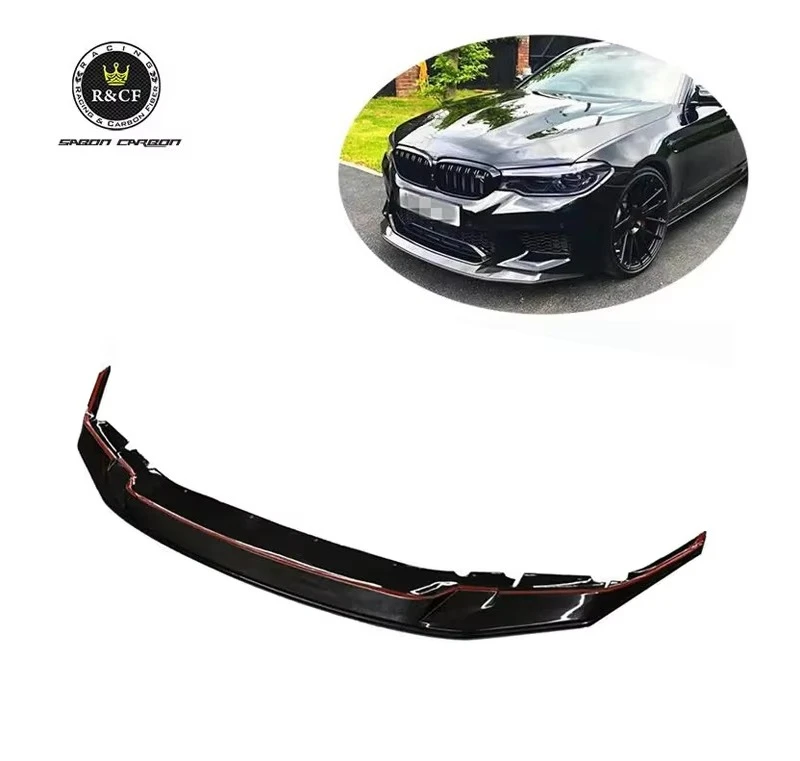 شفة مقسمة أمامية سفلية من ألياف الكربون طراز GTS لسيارة BMW F90 M5 2019+