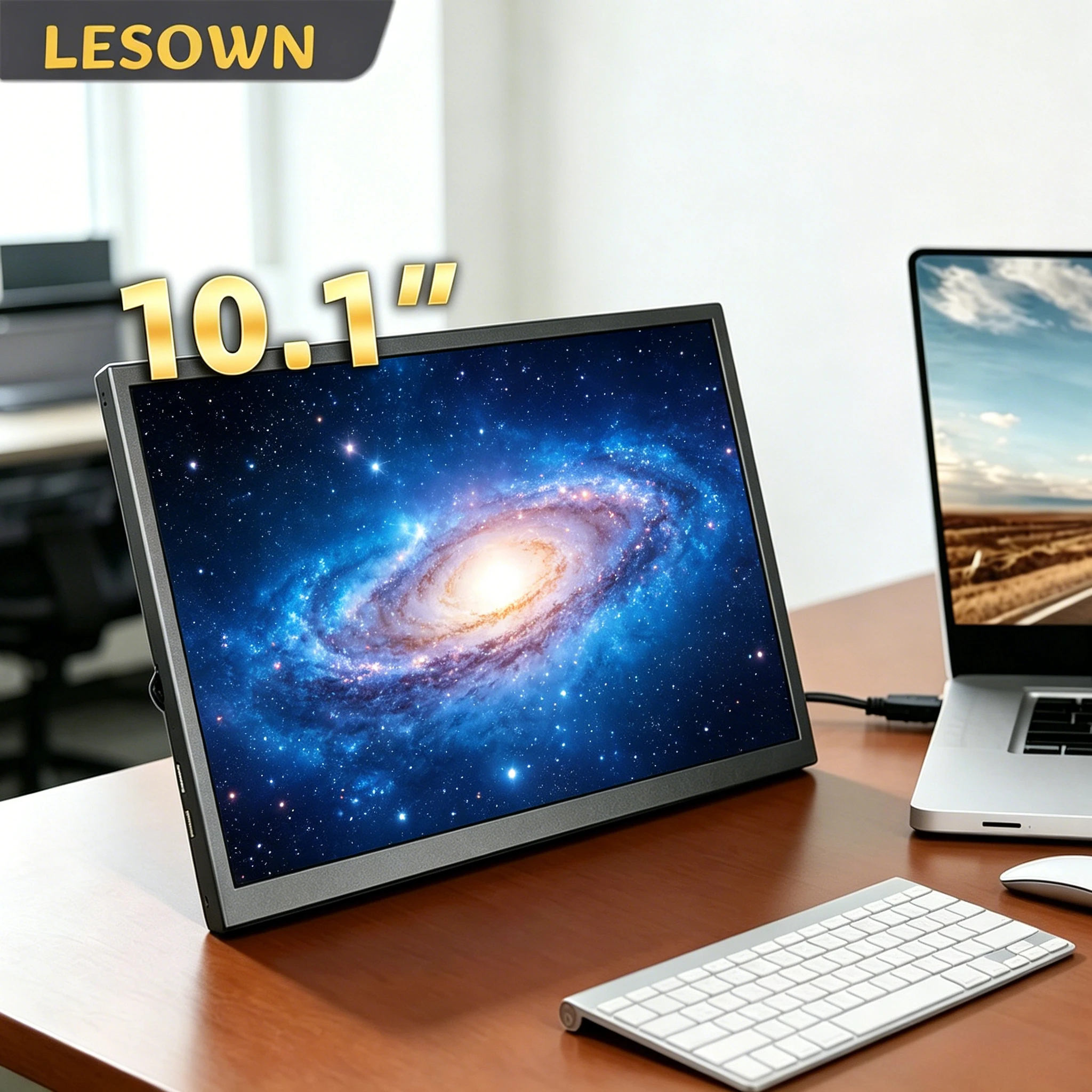 

LESOWN 10.1" Sleek Portable Display 2560x1600 Matte Black Aluminum 2K Screen for Laptop Secondary Workstation