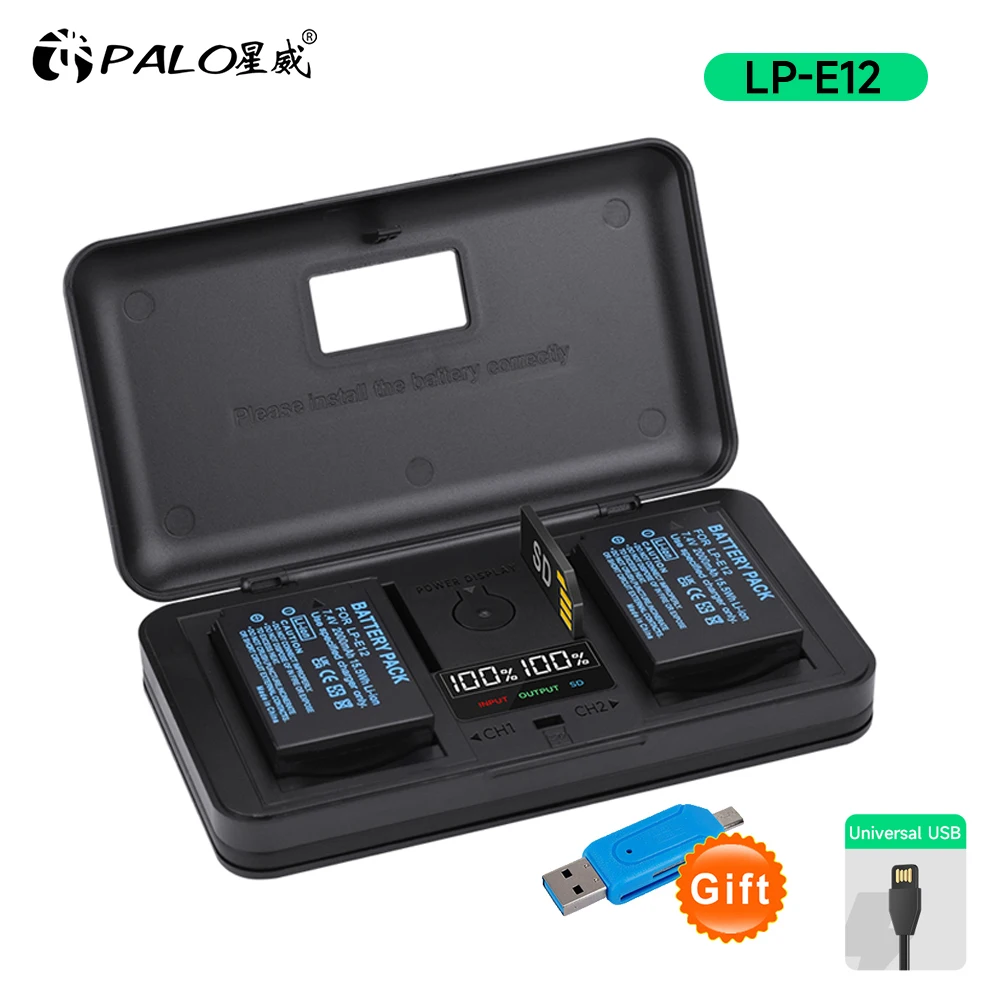 

PALO LP-E12 LPE12 LP E12 Battery 2000mAh for Canon EOS M M10 M50 M100 Rebel SL1 100D Kiss X7