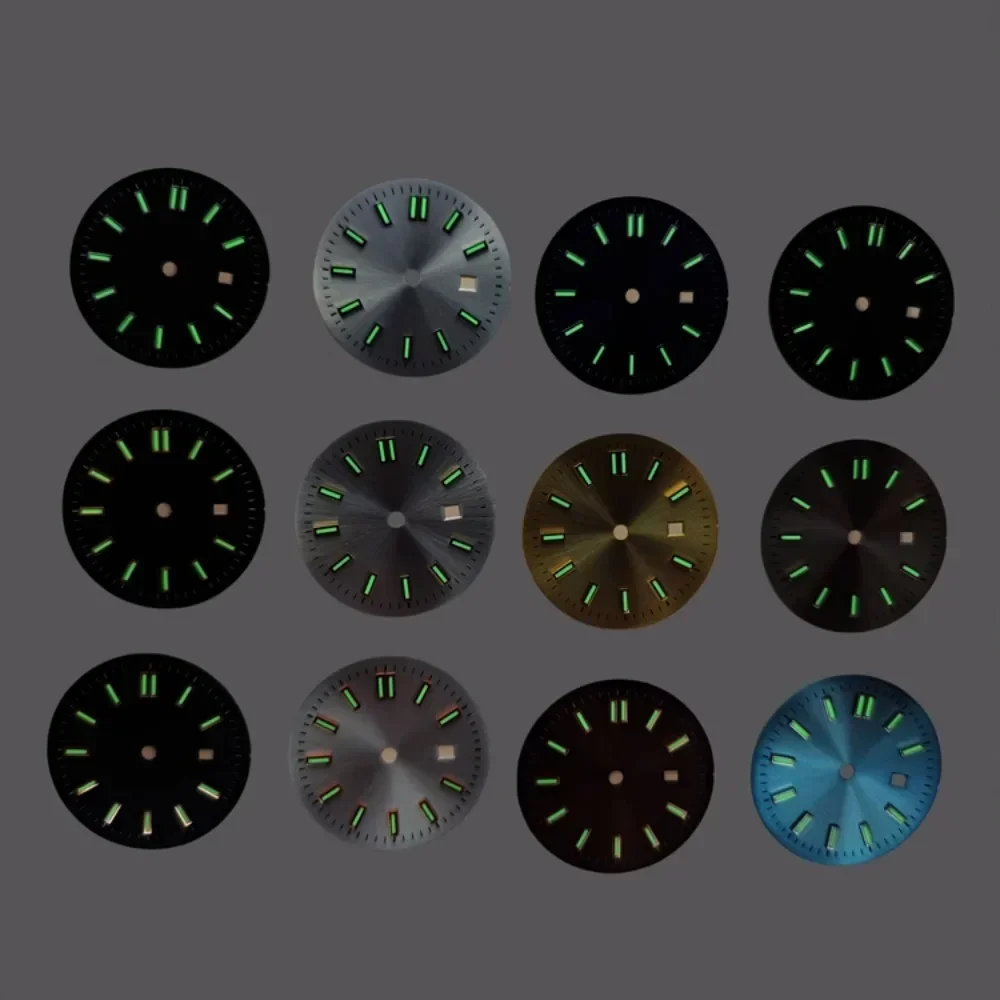 24.5MM Watch Dial Green Luminous Logbook Faces Women's Mechanical Watch Accessories for NH05 /NH06 Movement for 31mm Case