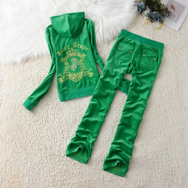 

2024 Spring And Autumn Velvet Sportswear Women's Set Velvet Two-Piece Set, Embroidered Top Back, Elegant Women's Set