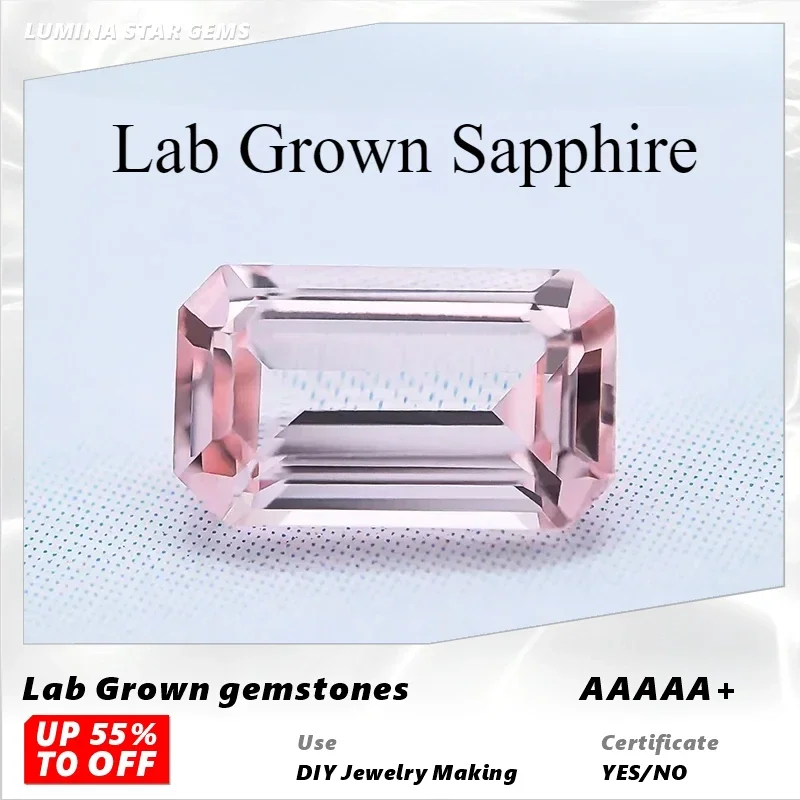 

L-Lab Grown Sapphire Emerald Cut Morgan Pink VVS1 3x5mm Gemstone for DIY Jewelry Making Materials SelectableCertificate