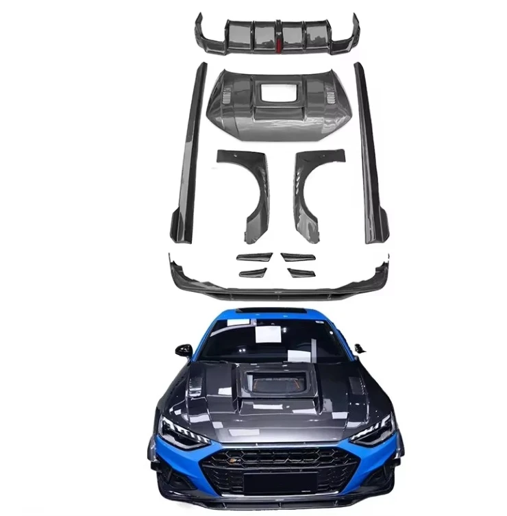 Runde for 2020-2023 A4 A4L S4 CMST Style New Design Carbon Fiber Body Kit Front Lip Hood Side Skirts Rear Diffuser Fender