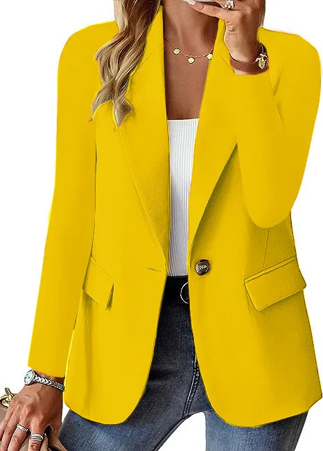 Casual Office Lady Blazer Fashion Lapel Long Sleeved One Button Solid Coat Spring Autumn New Elegant Commuter Women's Wear