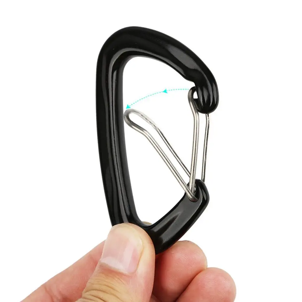 Durable 16KN D Carabiner Key Aluminum Wire Gate Spring Clip Locking Backpack Hammock Camping Hiking Climbing Equipment