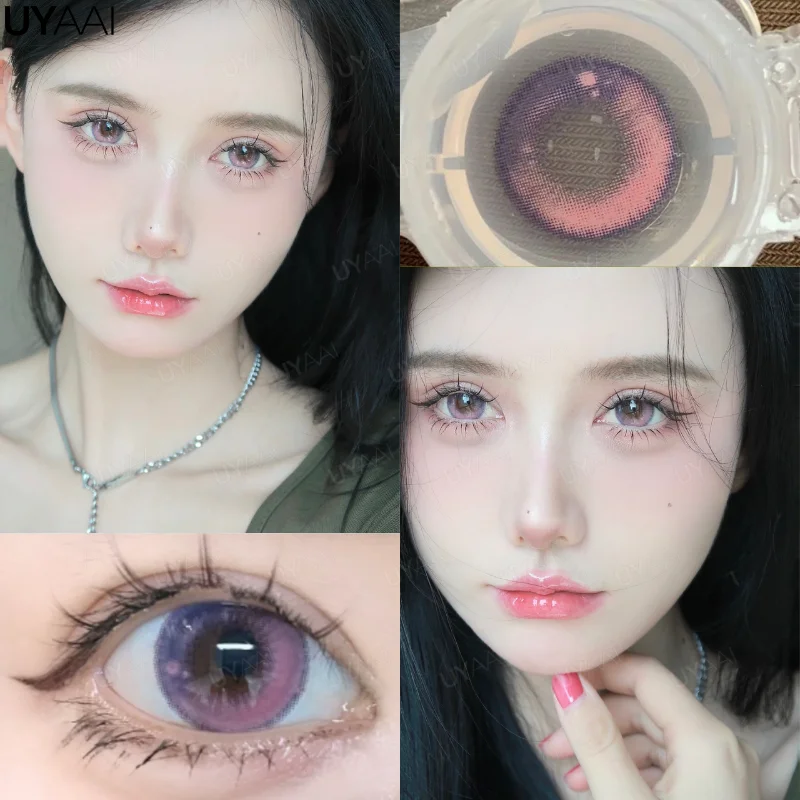 UYAAI Color Contact Lenses with Diopters Blue Graduated Colored Lenses Cosplay Color Lens Green Lenses Pink Lenses Anime Lenses