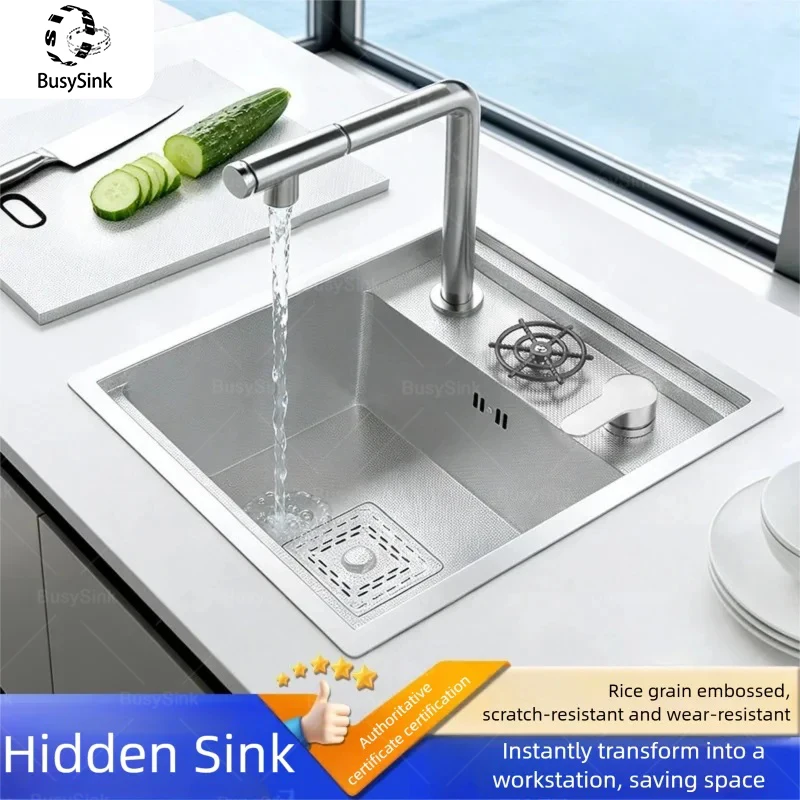 

Kitchen Concealed Wash Vegetable Bowl Household Bar Mini Small Single Slot Stainless Steel Multifunctional Undermount Basin