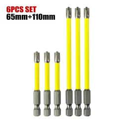 1/2/6 pces 65mm 110mm 150mm magnético especial fenda cruz chave de fenda bit lote cabeça nutdrivers fph2 para soquete interruptor ferramenta elétrica