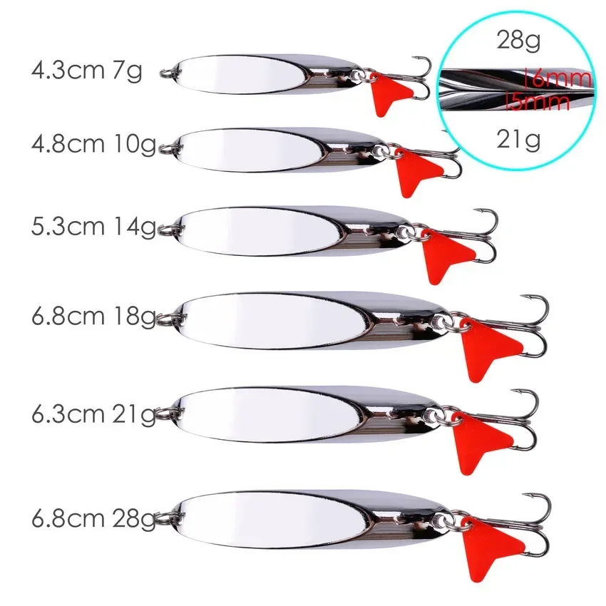 Metal Spinner Spoon 7/10/14/18/21/28g Fishing Lure Hard Baits Sequins Noise Paillette with Feather Treble Hook Fishing Tackle