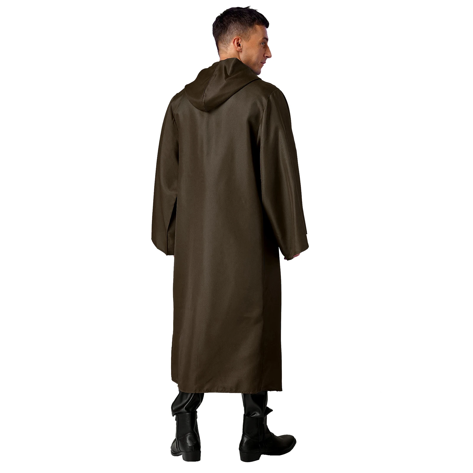 Mens The Star Wars Warrior Cosplay Costume Solid Color Tunic Hooded Robe Cloak Tie Cape for Halloween Theme Party Christmas