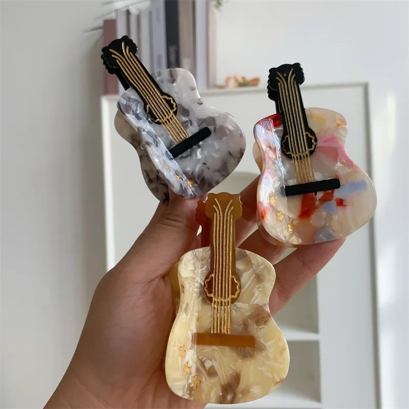 Design criativo forma de pipa dos desenhos animados musical médio acetato grampos de cabelo bonito guitarra tubarão clipe acessórios para o cabelo para mulher