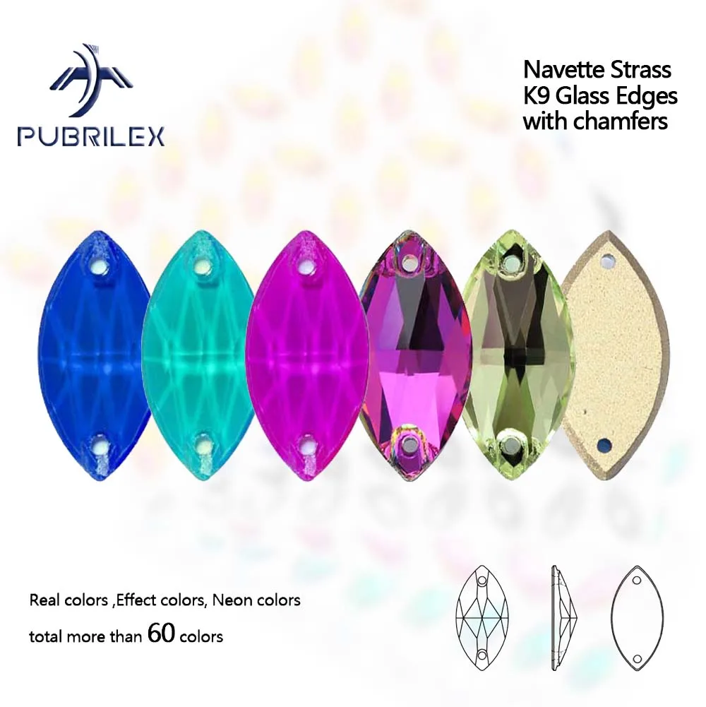 Pubrilex Navette Aufnähbare Strasssteine Bunte Glas-Glitzersteine mit Facettenschliff für Eiskunstlauf, Gymnastikanzüge und Kleidungszubehör – Detail 2