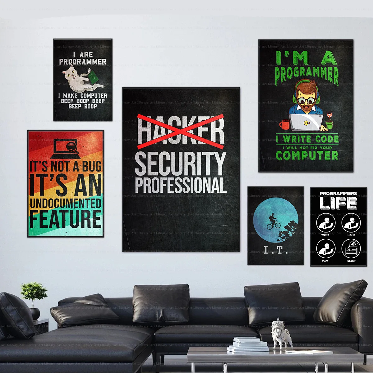 Game Area Hacker Code English Motivational Poster Programmer Fun Drawing Prints Wall Art Pictures Boy Room Decoration