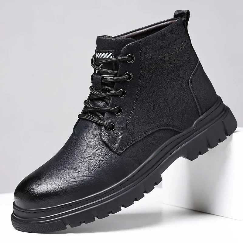 

Lassic Comfy Ankle Boots Fashion Men's Casual Leather Walking Boots Design High Top Outdoor Shoes 2025 New Men Motorcycle Boots