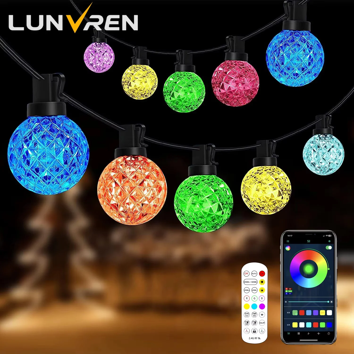 

25 Bubble Balls LED String Lights RGB Waterproof Outdoor Led Strip Easter Holiday Fairy Light Christmas Garland for Garden Party