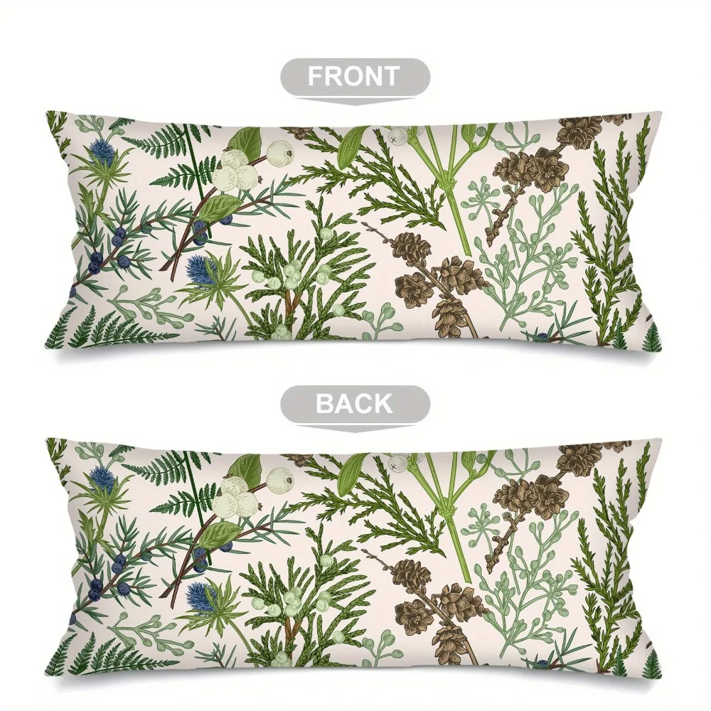 1 Green Wildflower Long Throw Pillow Cover | 20*54 inch, Zipper Closure, Machine Washable, 100% Polyester, Double-Sided Print, S