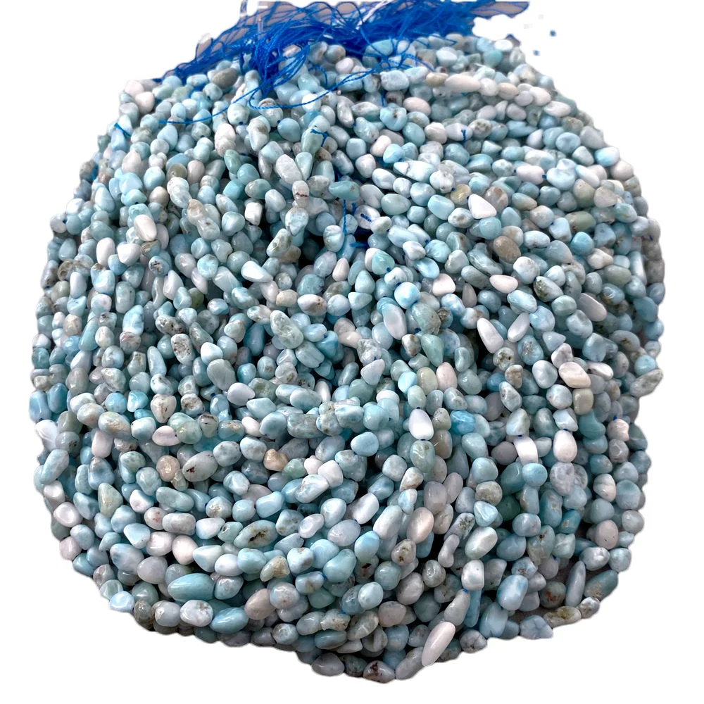 5 Strands Natural 5x6mm Blue Larimar Beads Freeform Nuggets Gorgeous Blue Gemstone
