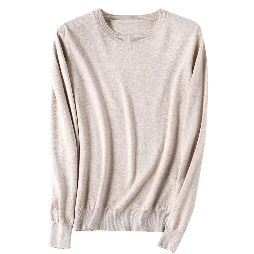 

Women's Pullover Crewneck Base Sweater Long-Sleeved Slim-Fit Monochrome Autumn Winter New Fashion Sweatshirt