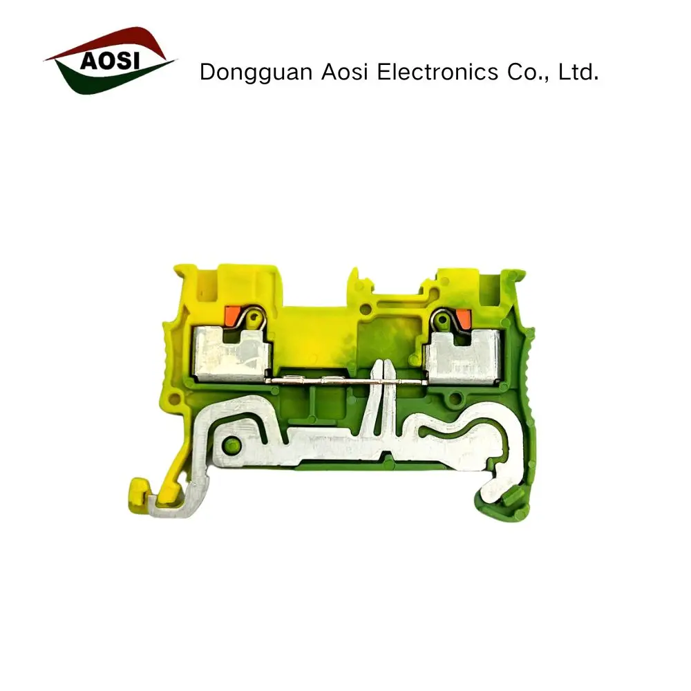 10Pcs PT1.5-PE Yellow Green Push-in Terminal Block, Tool-free 1.5mm² DIN Rail Ground Earth Terminal