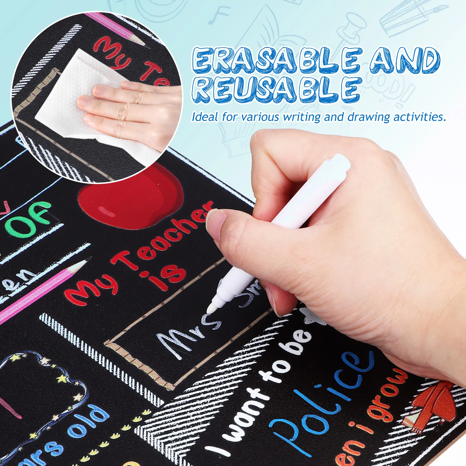 2 قطعة علامة سبورة اليوم الأول للمدرسة سبورة صغيرة تصميم رائع لوحة كثافة قوية خفيفة الوزن ومحمولة #6