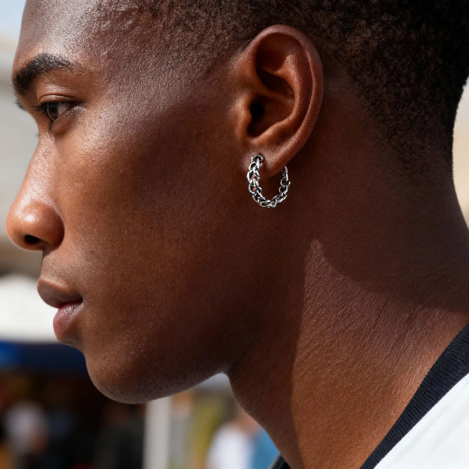 Punk Weaving Hoop Earrings for Men Boys,Stainless Steel Pentagram Huggies Hoop Earrings,Hip Hop Vintage Jewelry Gift