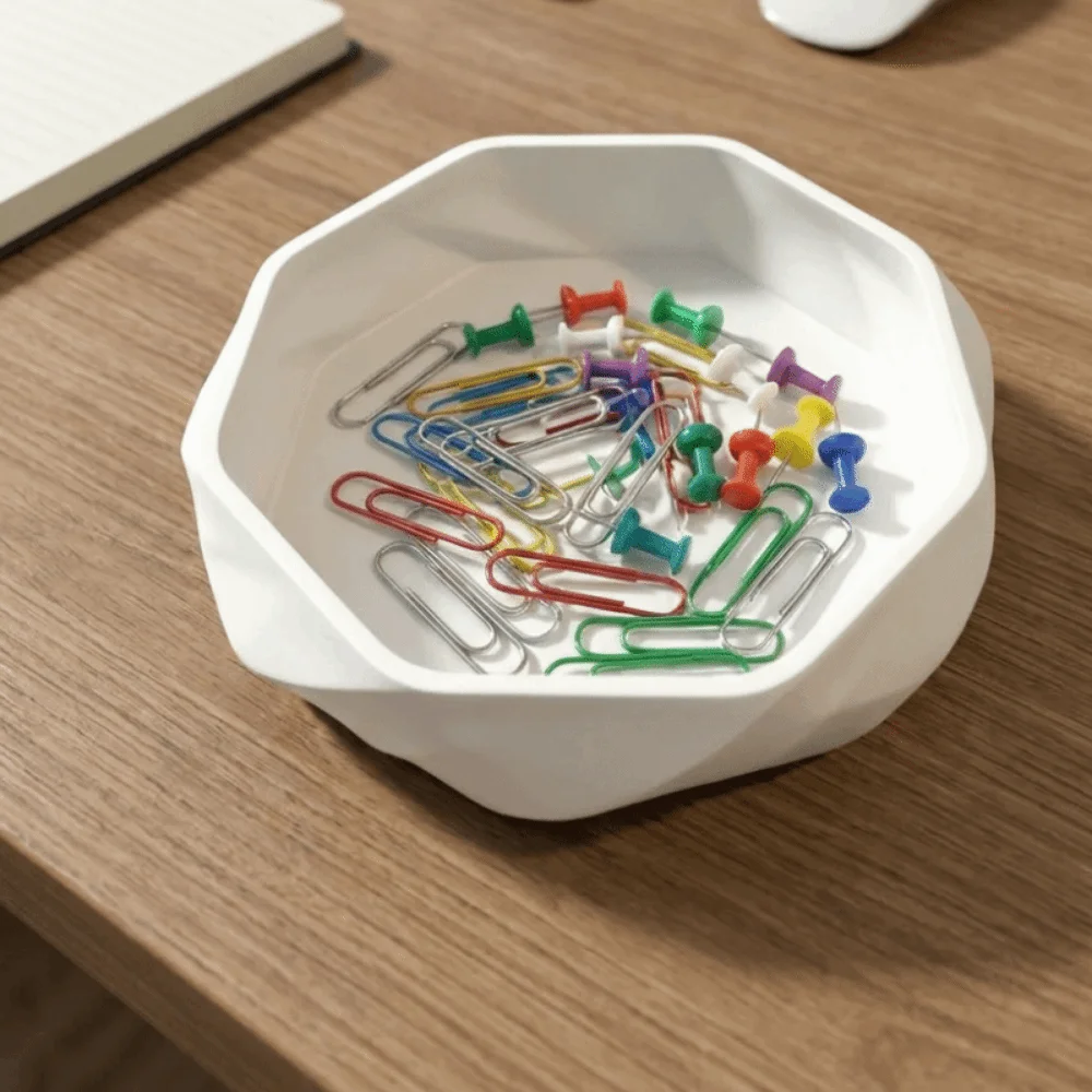 Multi-functional 3D Printed Smooth Swirl Storage Tray Matte Simple Jewelry Dish Plastic Keys Storage Tray Vanity Table