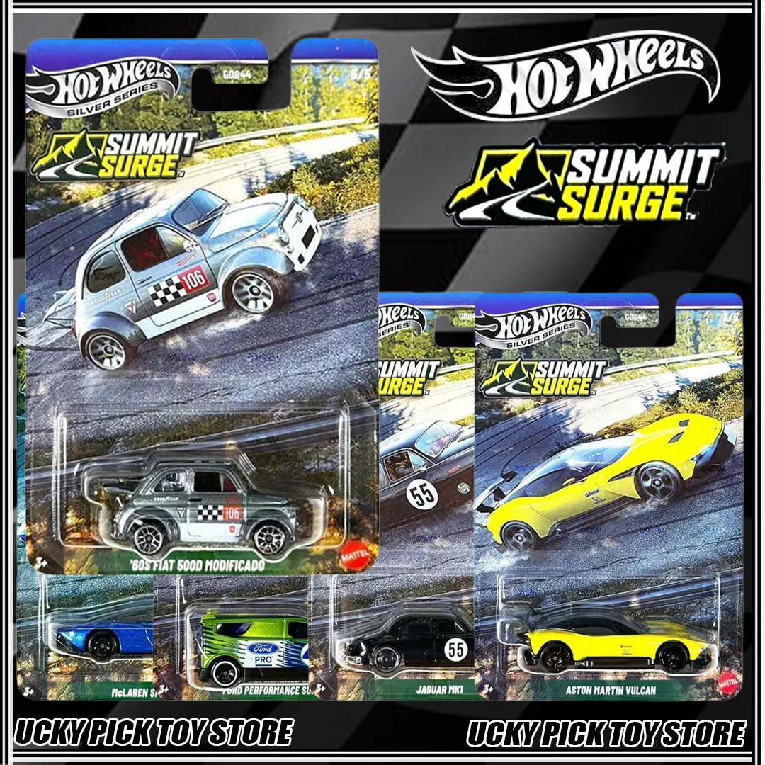 

Hot Wheels Silver Series GDG44 Summit Surge Ford Supervan 4 Aston Martin Jaguar Mk1 Fiat Mclaren Die-Cast Car Model Collect Toy