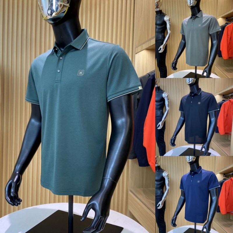 

Cool Breathable Modal Ice Silk Blend ort Sve irt for Men Comfortable Elastic Collar Versatile Busin Casual Sum...