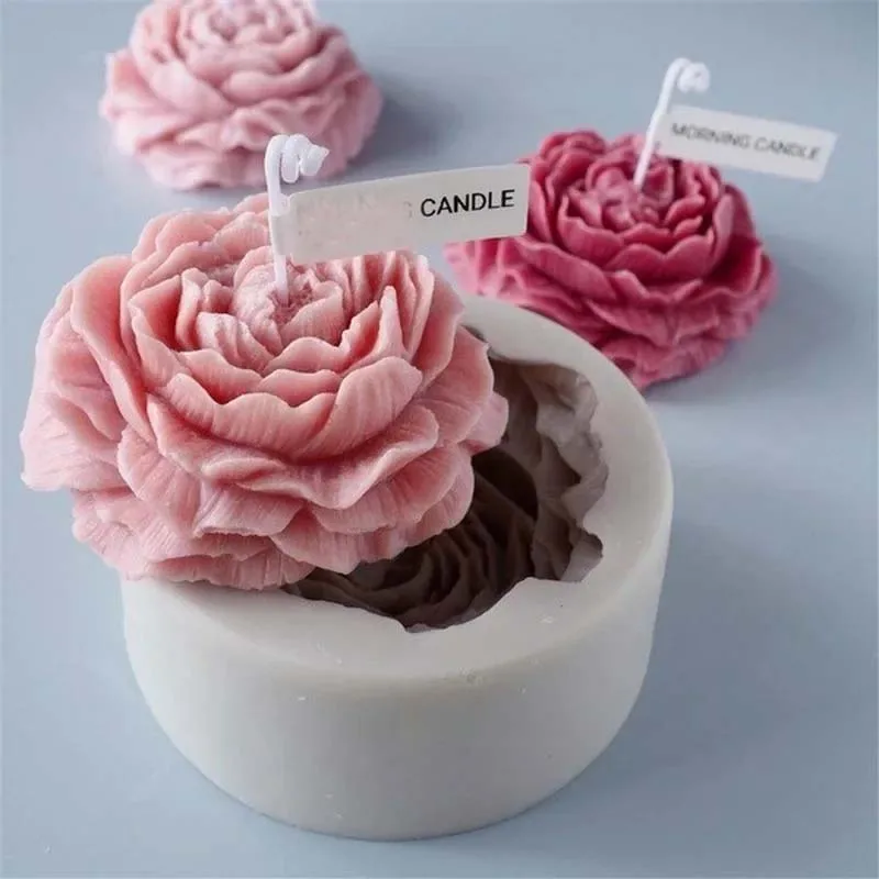 1PC Peony Flower Silicone Mold For Handmade Soap Candle Making DIY Aromatherapy Craft Mold Home Wedding Decoration Gift