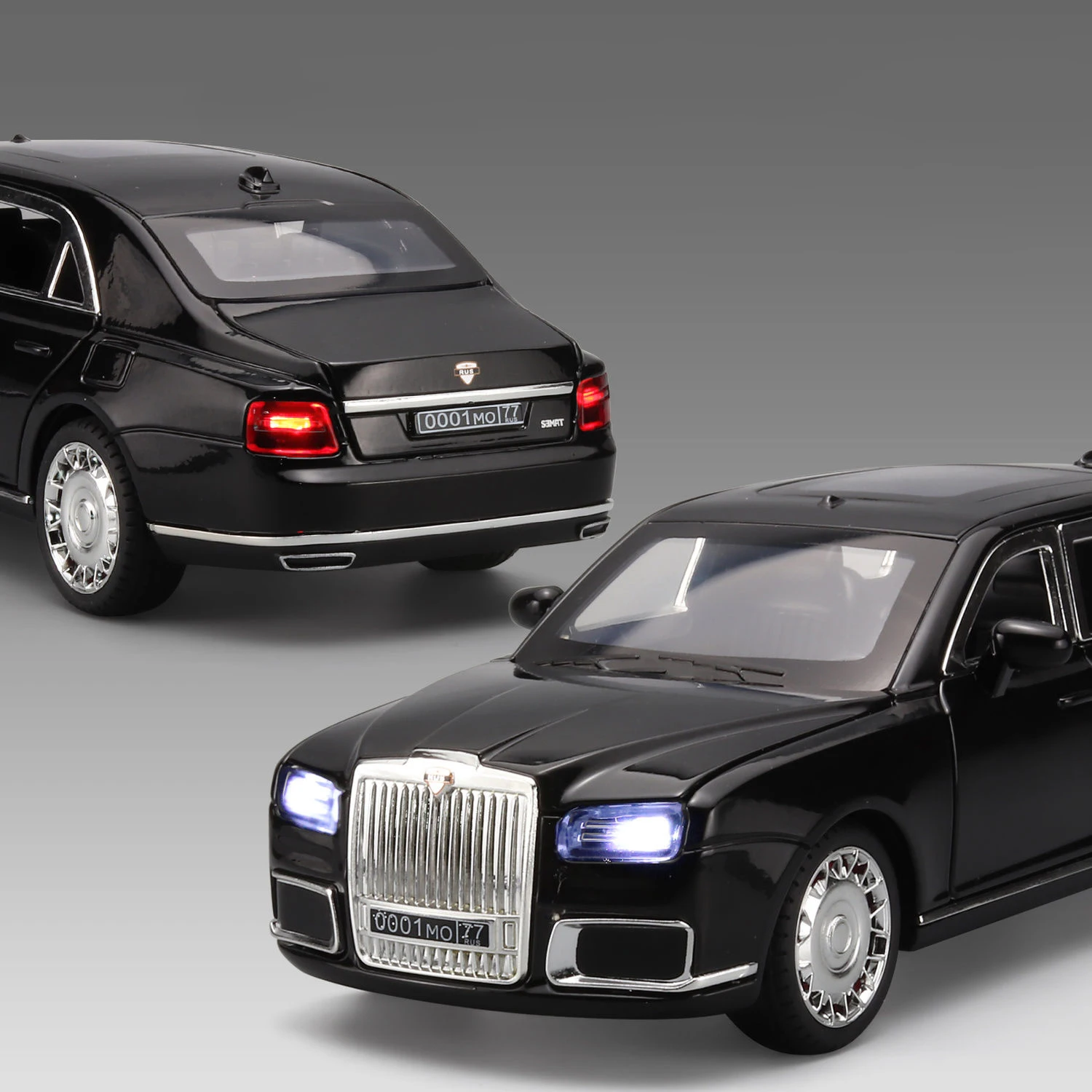 1/24 Aurus Senat Alloy Limousine Luxy Car Model Diecast Metal Bulletproof Vehicle Car Model Simulation Sound Light Kids Toy Gift