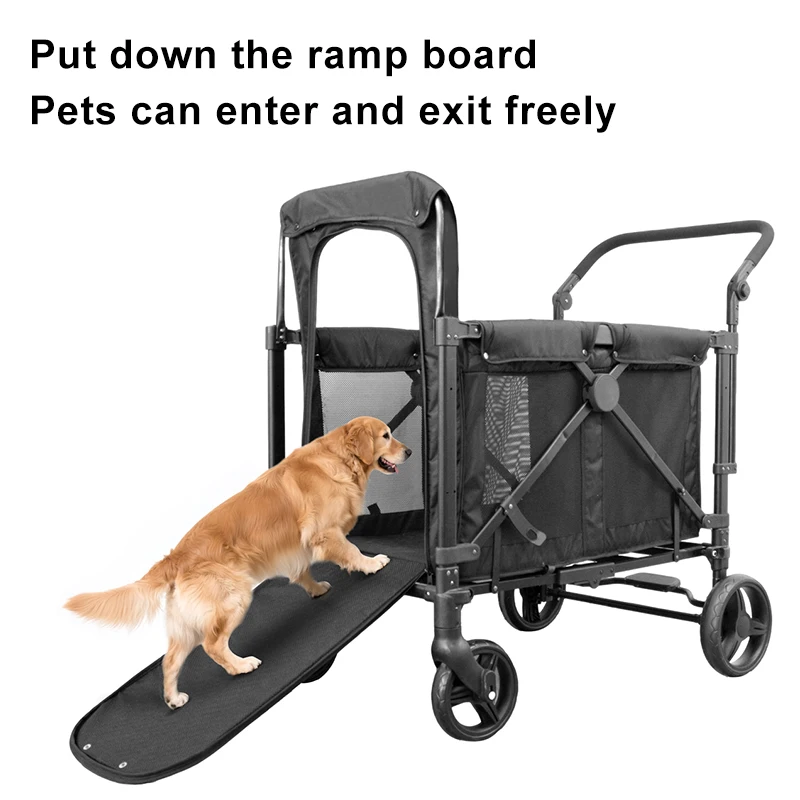 

Multifunctional with Detachable Canopy 4 Wheeled Dog and Cat Large Pet Stroller