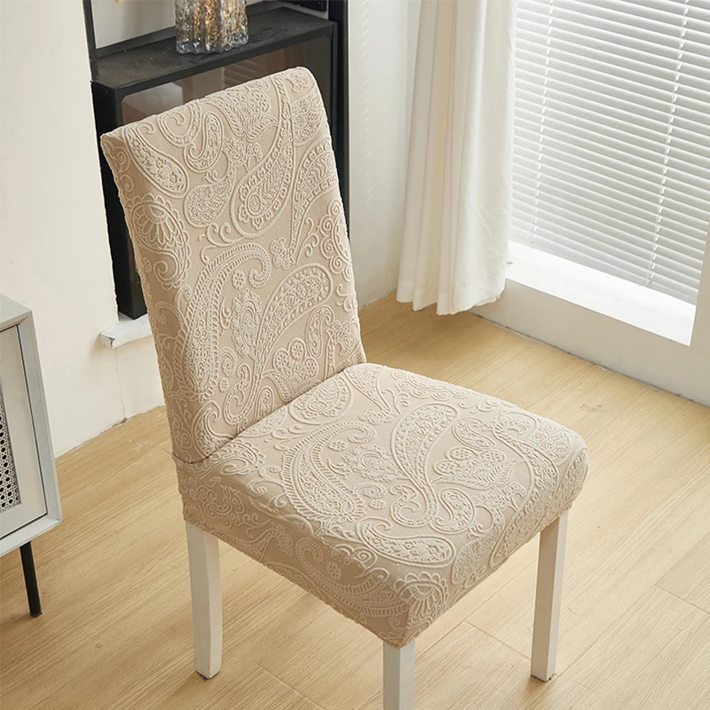 Jacquard Chair Cover for Dining Room Wedding Banquet Stretchy Chair Protector 1/2/4/6 Pieces Chair Slipcover Washable Easy Care