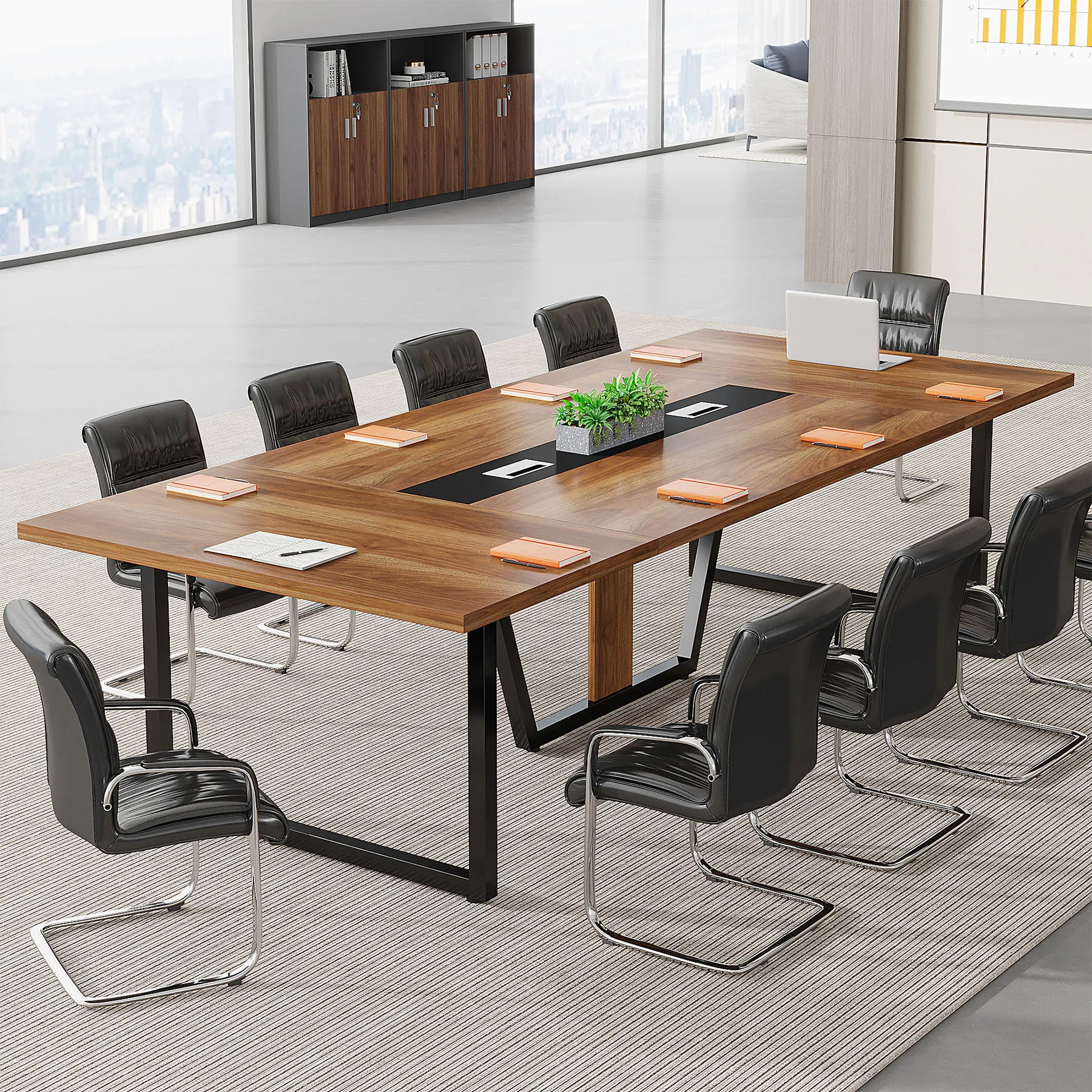 Tribesigns 8FT Conference Table, 94.49 L x 47.24 W x 29.53 H Inches Large Meeting Table Podcast Table for 10 People