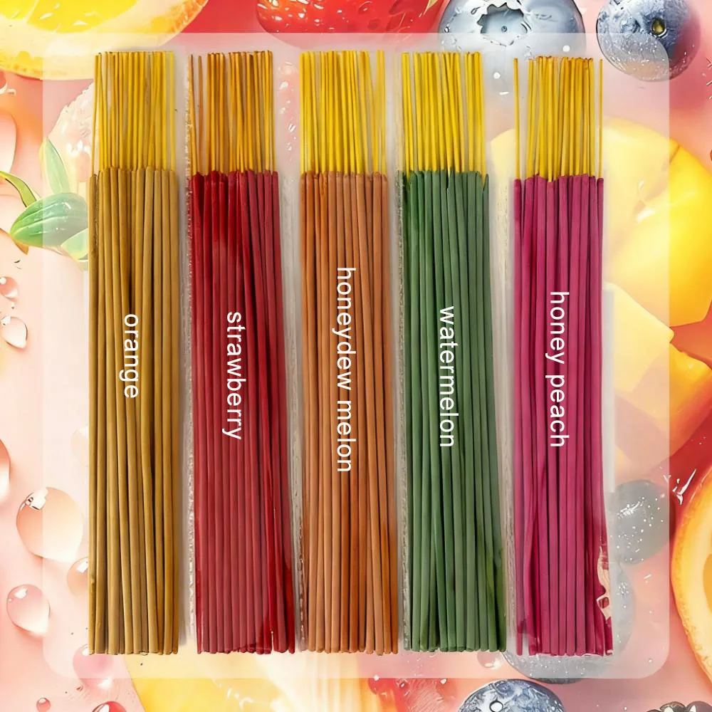 150 varillas de incienso hechas a mano con sabor a fruta, fresa, melocotón, sandía, melón, naranja, pomelo, con un tiempo de combustión de hasta 45 a 60 minutos, adecuadas para patios, meditación, fitness, yoga, hoteles, oficinas y otros lugares.