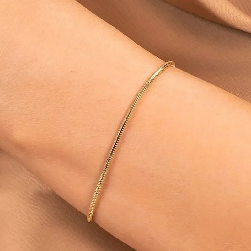 2mm Stainless Steel Snake Bracelet Silver Color Girlfriend Gift Gold Plated Herringbone Chain Link bracelets Jewelry for Women