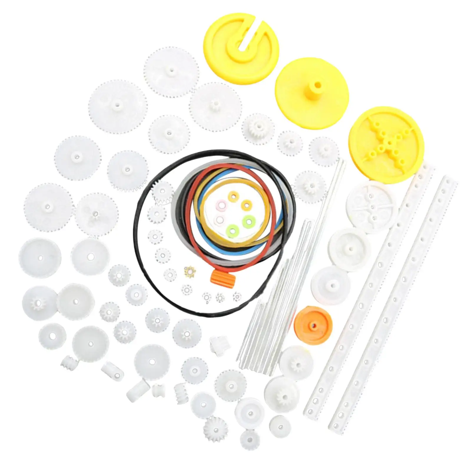 82Pcs Gear Package Kits, Various Gear Axle Belt Bushings, Crown Gear Worm Gear Shaft Belt DIY Set Toy for Car Robot Toy Motor