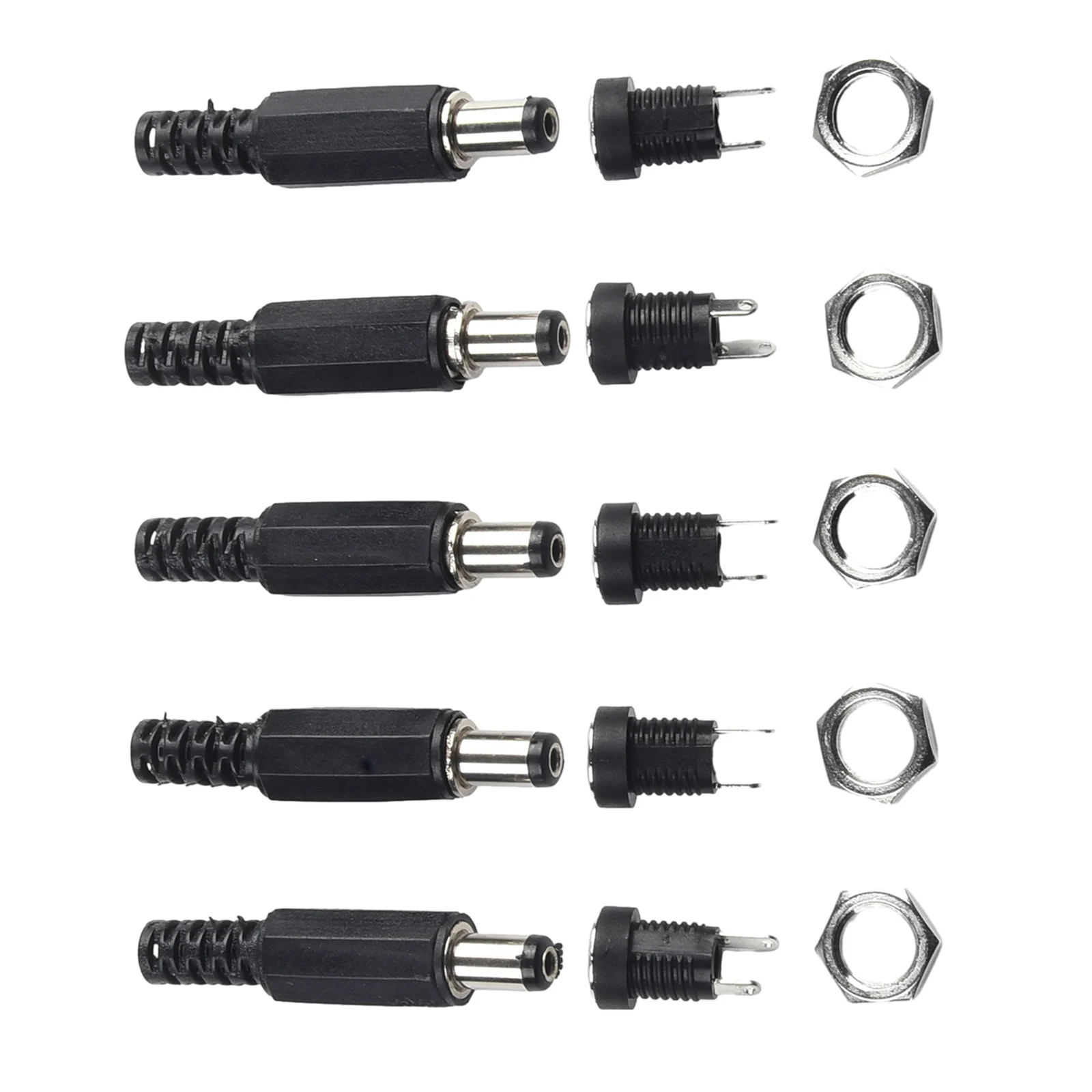 5 Pair 2.1mm x 5.5mm 12V DC Male Female Panel Mount Power Connectors for Replacement and Repair of Electronic Equipment