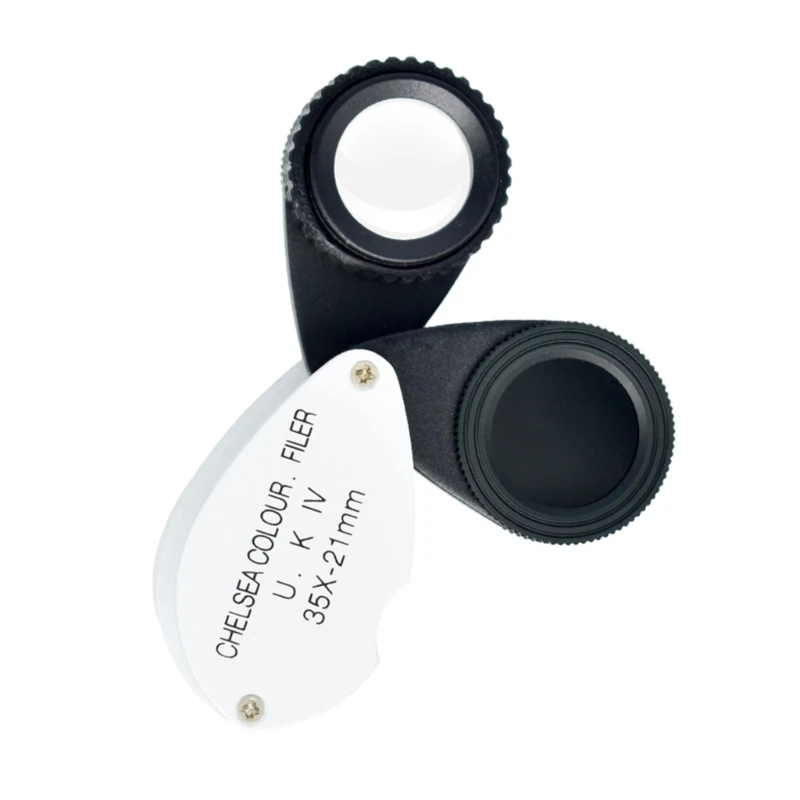 Handheld 35X Magnifier Jewelry Eye  Glass Folding-Loupe Optical Lens Jewelry Diamond-Checking Tool for Jeweler