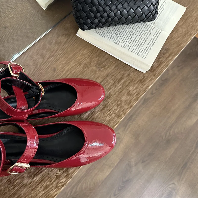 2025 مشبك مزدوج ماري جينس أحذية النساء Slingback حذاء باليه مسطح أنيق أحذية زائد غير رسمية الإناث 34-43