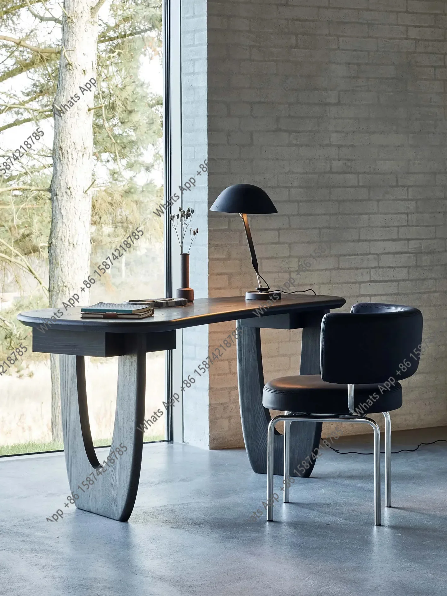 

Французский антикварный изогнутый письменный стол из массива дерева, дизайнерский рабочий стол для кабинета, домашний компьютерный стол премиум-класса, черный