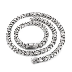 KALEN 9mm Curb Cool High Polished Chain Necklace Bracelet Jewelry Set 316L Stainless Steel