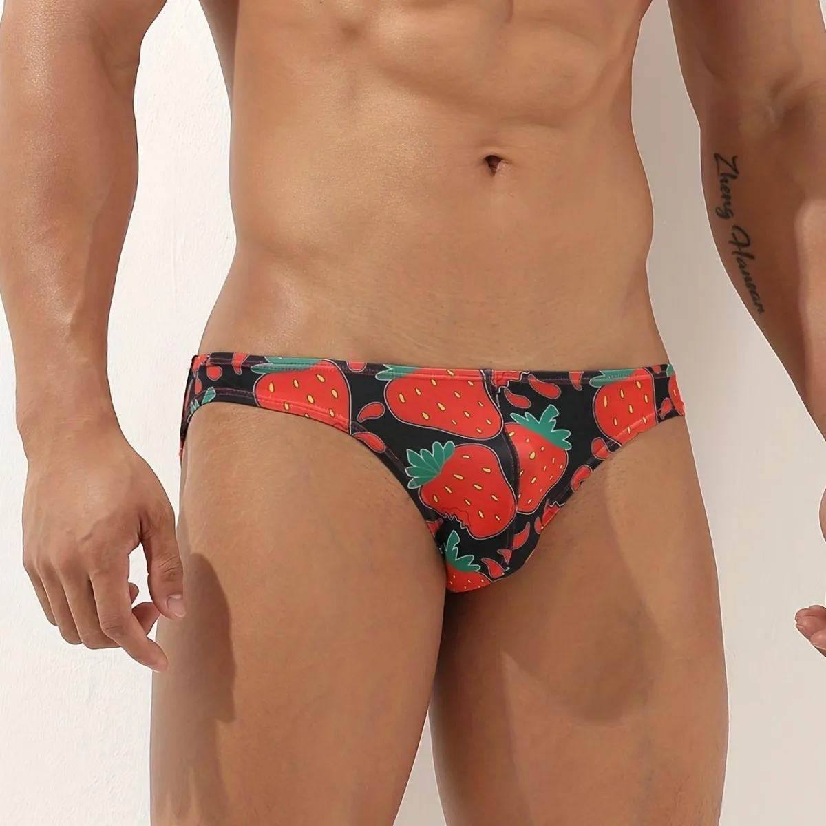men's triangular swimming trunks new low-rise swimming trunks men's love printed pants cross-border wholesale 2222-1023