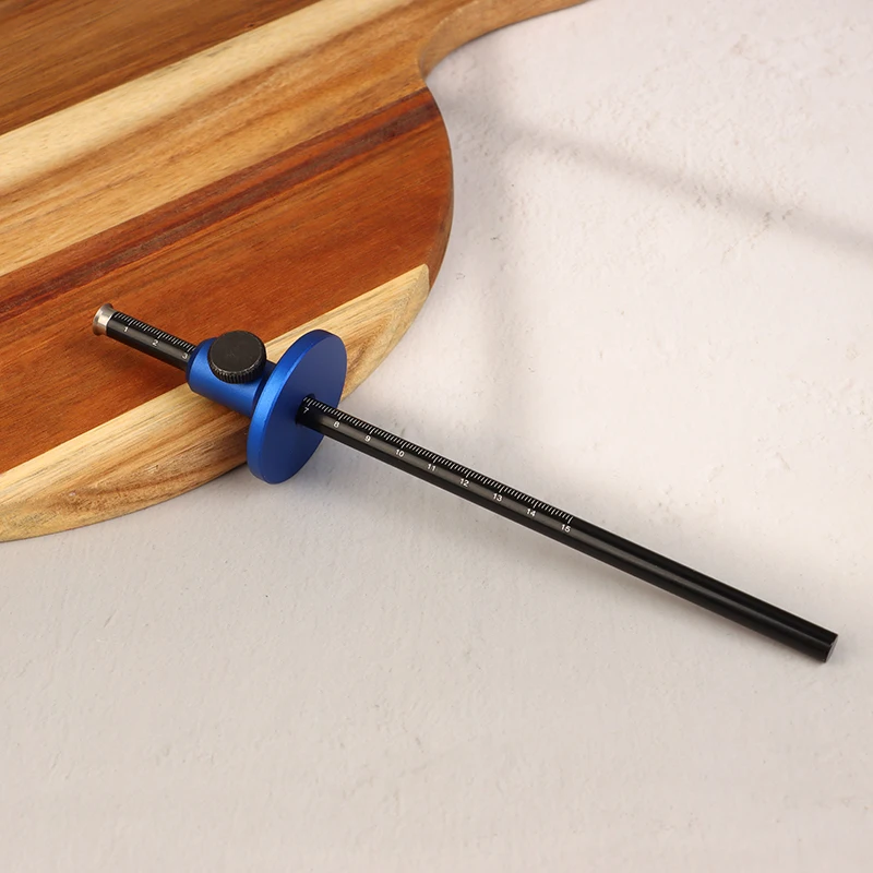 Blue Aluminum Alloy Precision Wheel Marking Gauge Woodworking Scriber With Inch&MM Scales DIY For Perfect Parallel Line Drawing
