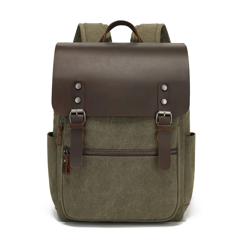 Retro shoulder travel computer over-waxed canvas schoolbag