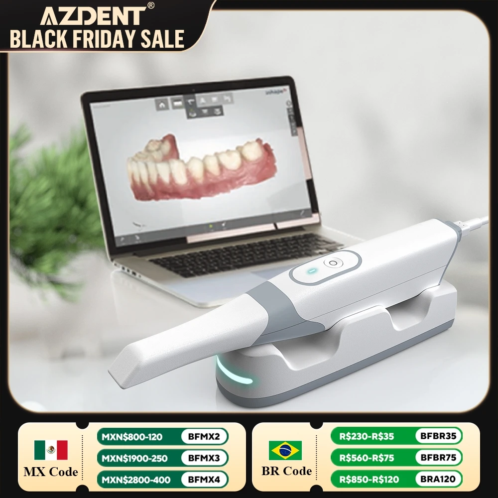 Dental Intraoral 3D Scanner AZDENT 3D Version with Software CAD CAM Digital Orthodontic Simulation Imaging High Accuracy