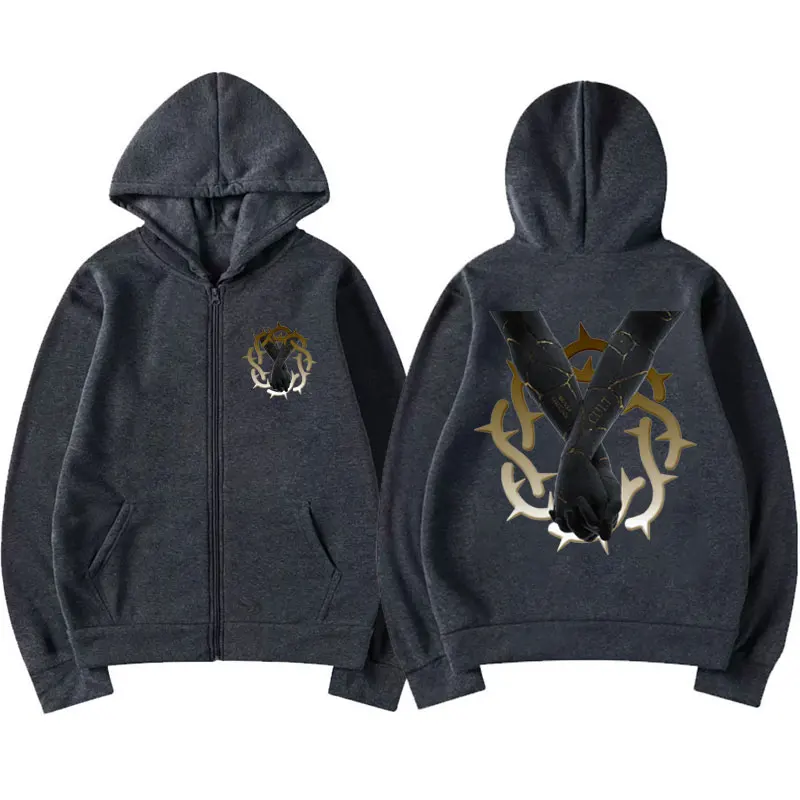 Rapper Rock Band Bad Omens Finding God Before God Finds Me Music Album Print Zip-up Hoodie Coat Male Winter Fleece Zipper Jacket